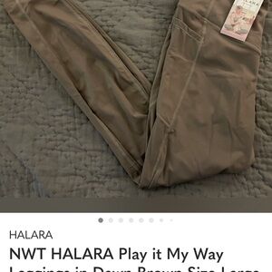 NWT HALARA Play it My Way Leggings in Dawn Brown Size Large Pockets High Waist